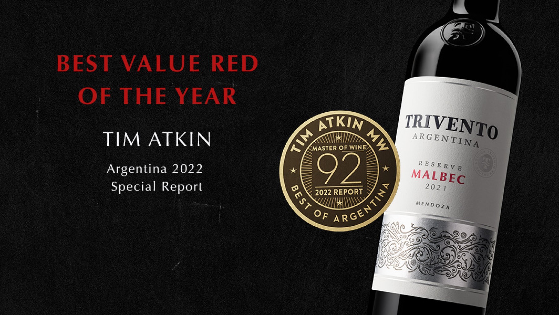 Tim Atkin destacó a Trivento Reserve Malbec 2021 como uno de los mejores vinos argentinos del año